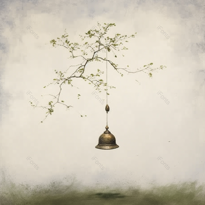简约风绿色枫叶吊坠铃铛插画中国风,插画/手绘图,插画/手绘图库,插画/手绘图下载,插画/手绘